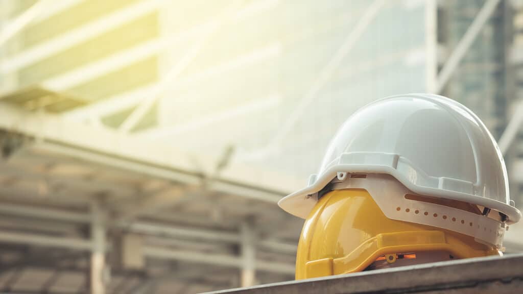 Picture of worker helmets