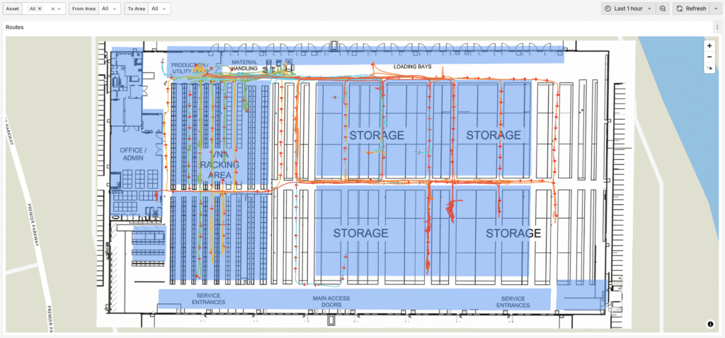 Screenshot of the spaghetti diagram dashboard in DeepHub Analytics.
