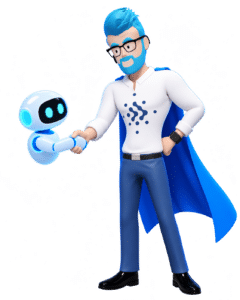 Graphic of Hubman and a DeepHub Agent building together.
